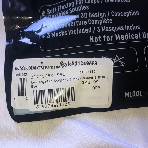 NWT - Dodgers Face Masks (3 pack) unisex - Picture 4 of 10